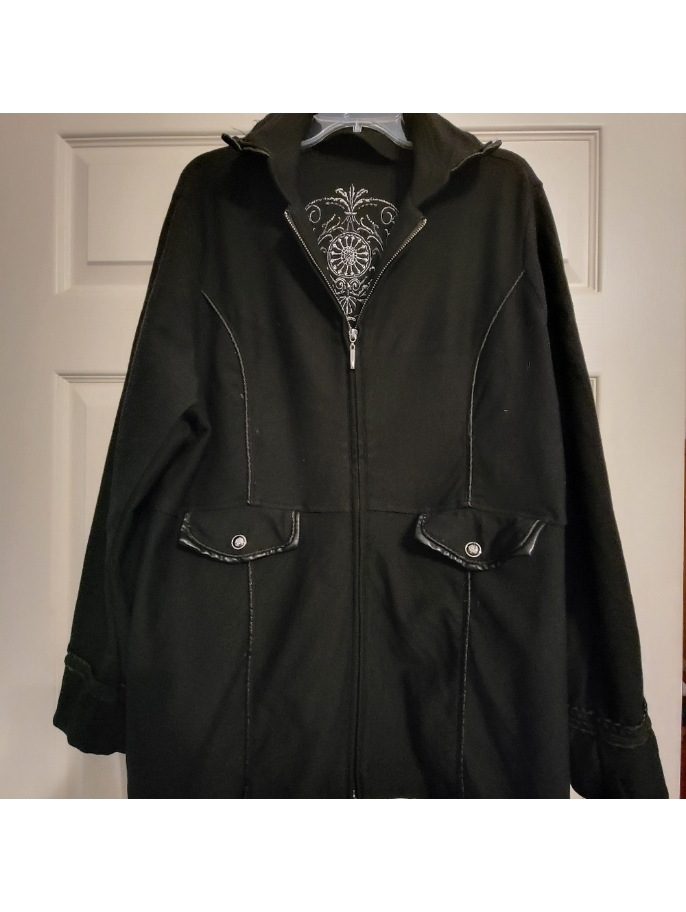 Ethyl Black Embellished Jacket with Silver Detailing, Very Good Condition